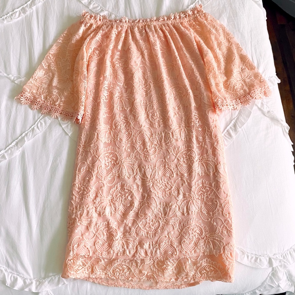 Peach Off The Shoulder Dress